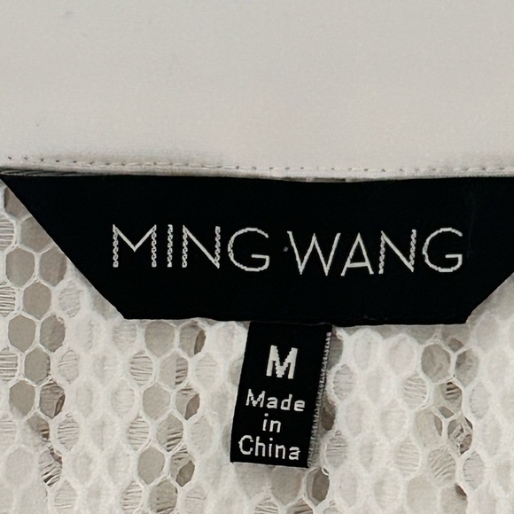Ming Wang Full Zip Mesh Jacket Women's  M White w/Black Trim
3/4 Sleeves Classic - Picture 2 of 11